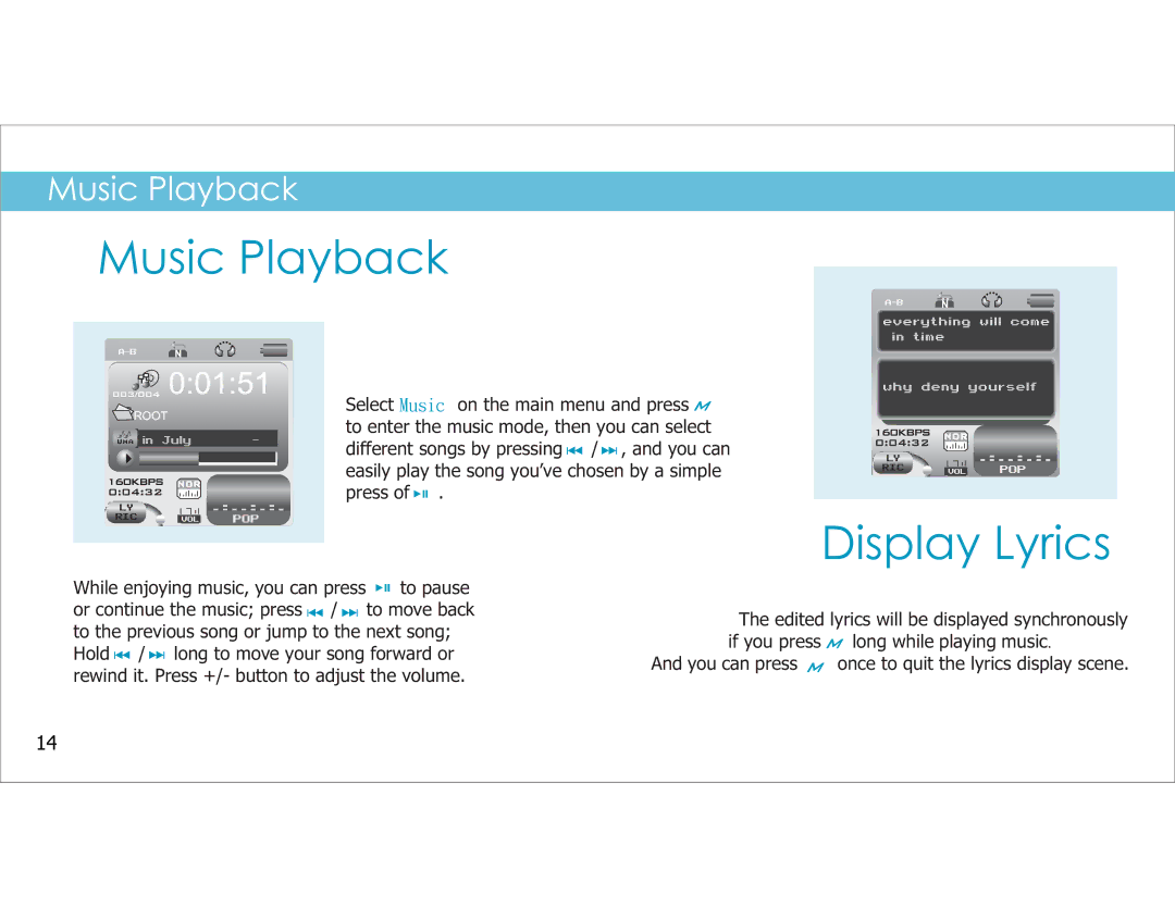 Sylvania SMPK4049 manual Music Playback, Display Lyrics 