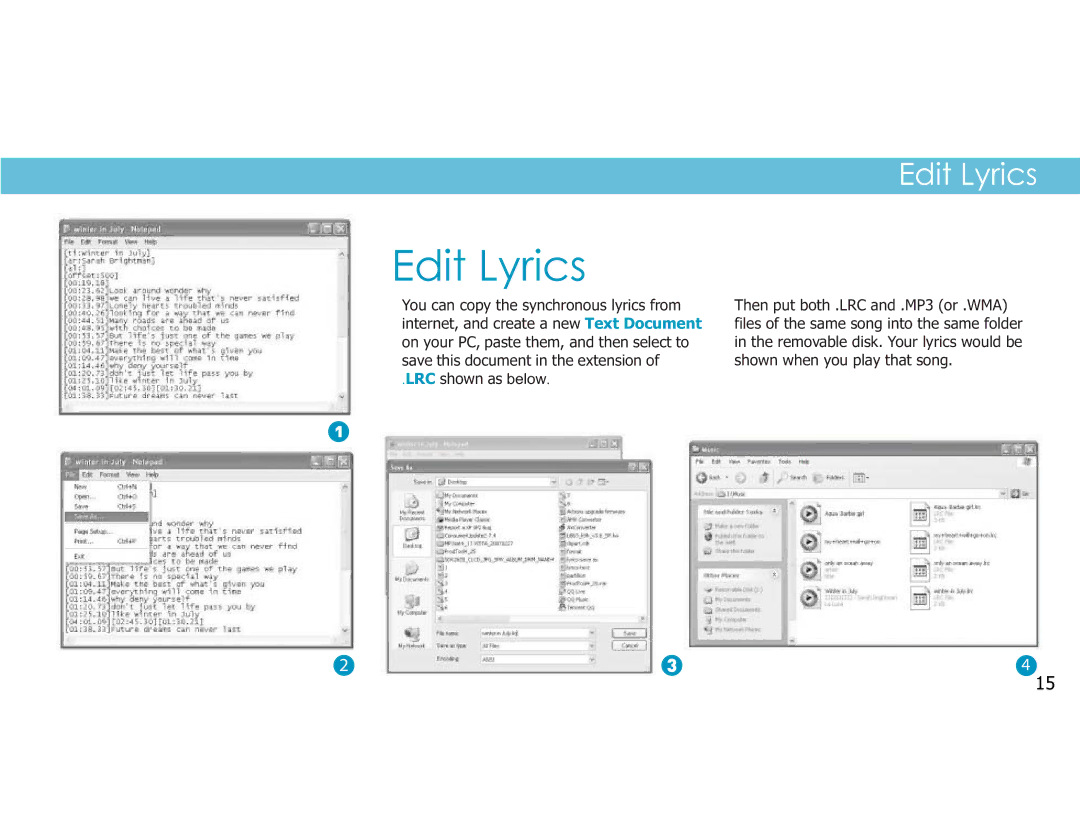 Sylvania SMPK4049 manual Edit Lyrics 