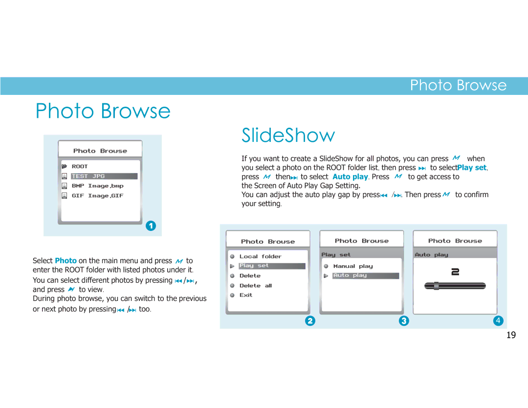 Sylvania SMPK4049 manual Photo Browse, SlideShow 