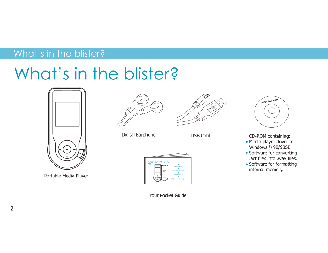 Sylvania SMPK4049 manual What’s in the blister? 