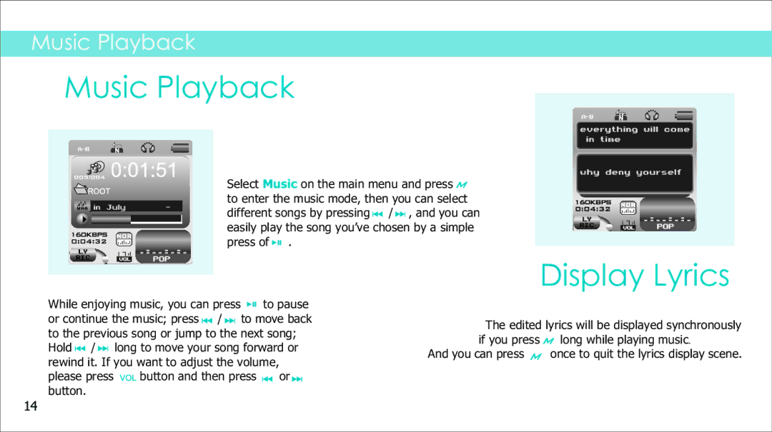 Sylvania SMPK4083 manual Music Playback, Display Lyrics 