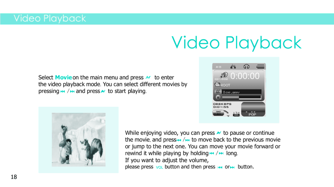 Sylvania SMPK4083 manual Video Playback 