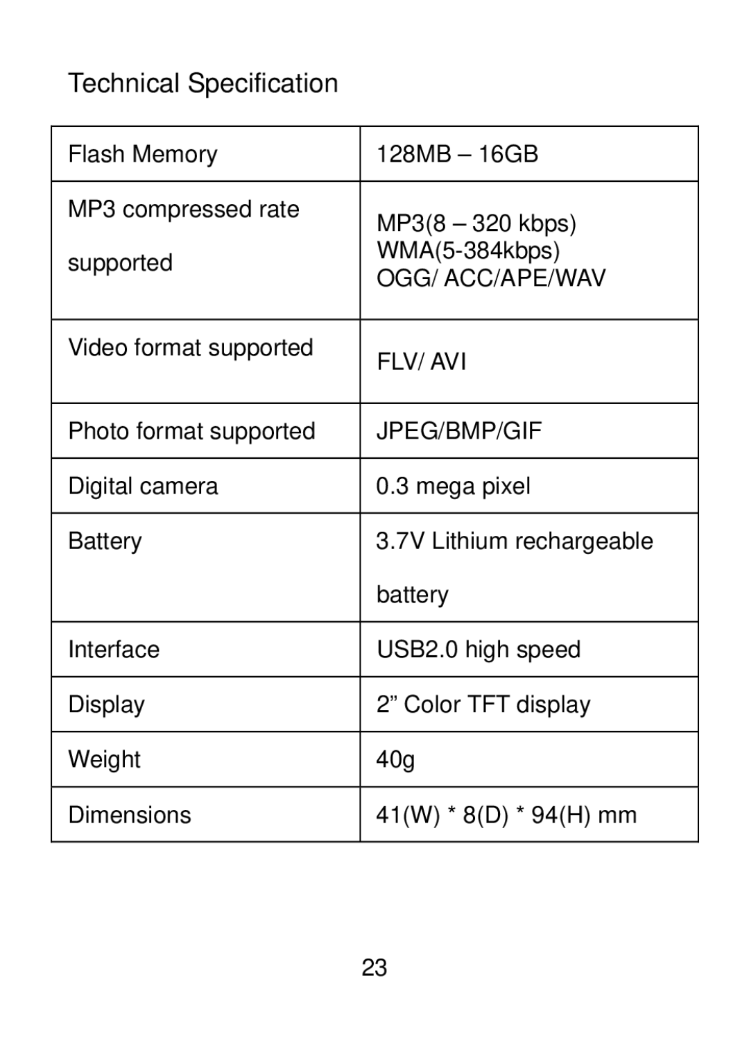 Sylvania SMPK4099 user manual Technical Specification, Jpeg/Bmp/Gif 