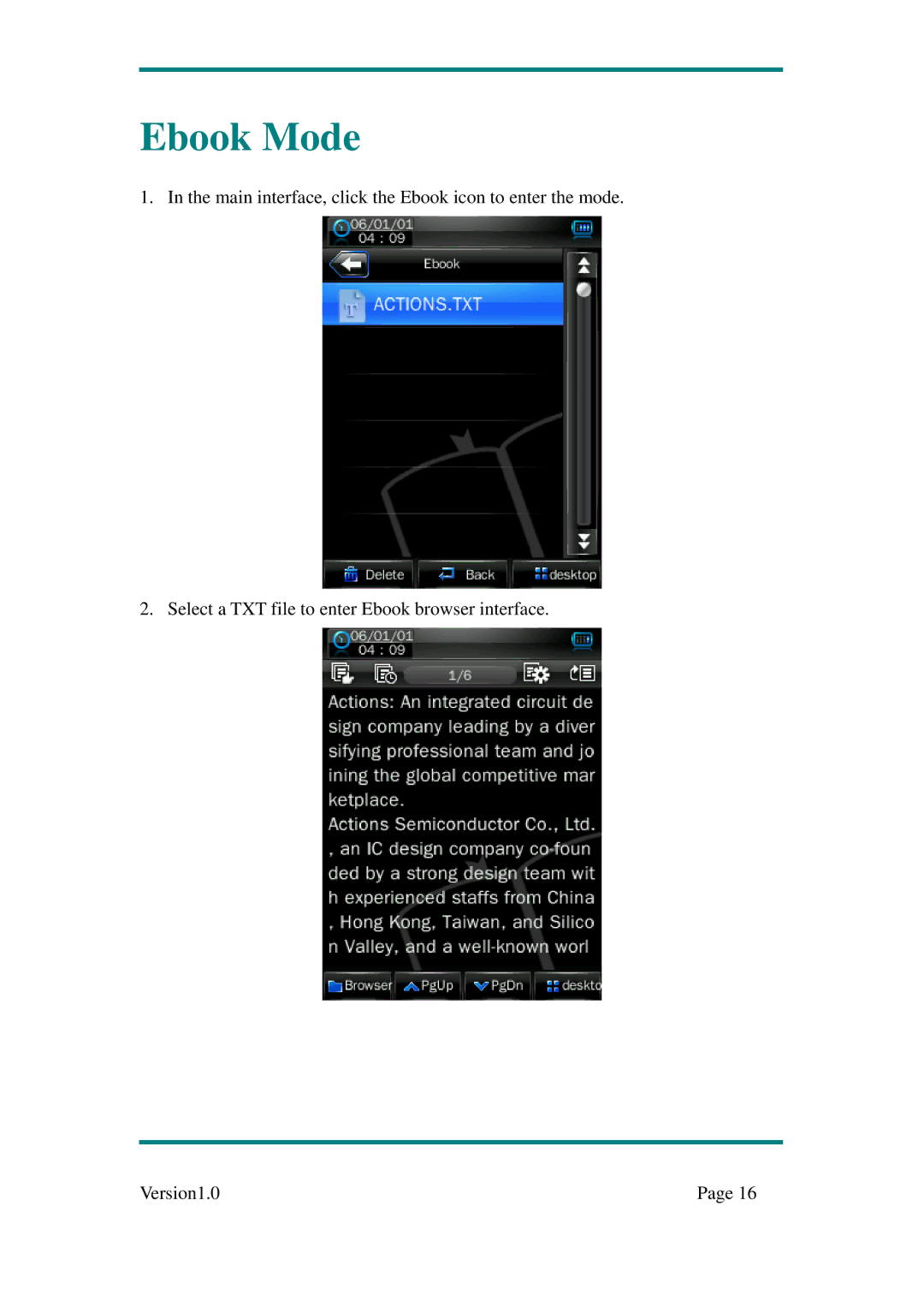 Sylvania SMPK7904 user manual Ebook Mode 