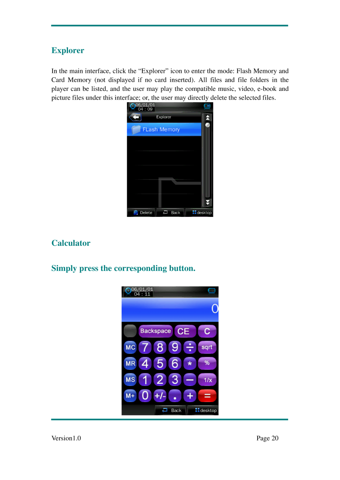 Sylvania SMPK7904 user manual Explorer, Calculator Simply press the corresponding button 