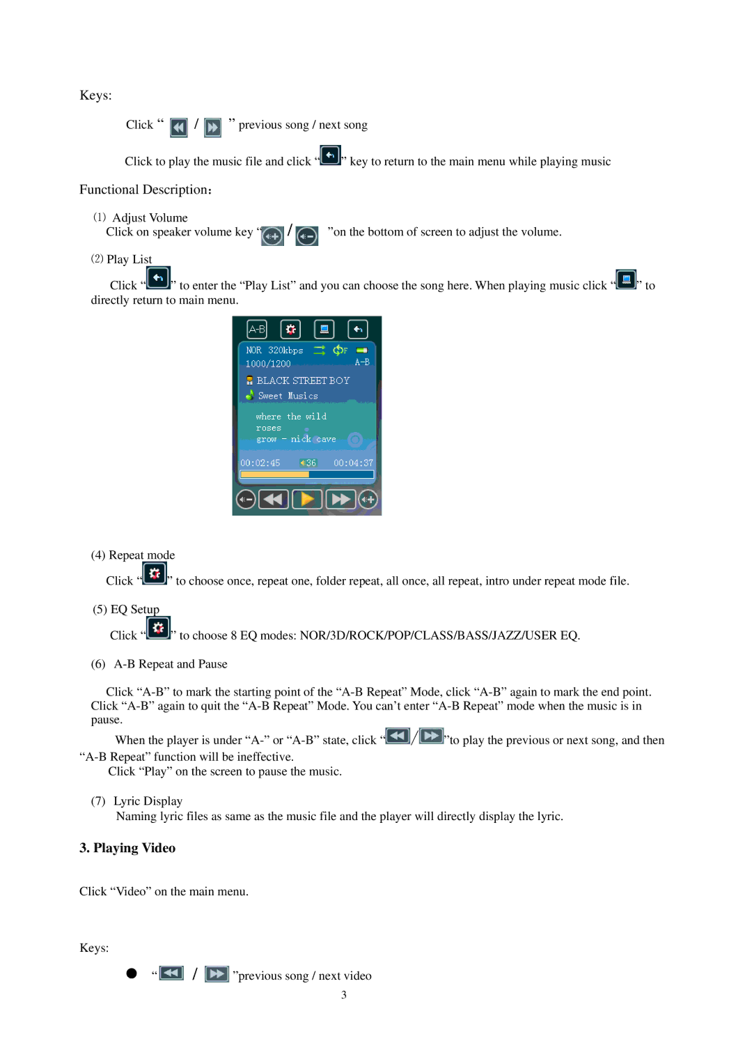 Sylvania SMPK8858 user manual Keys, Playing Video 