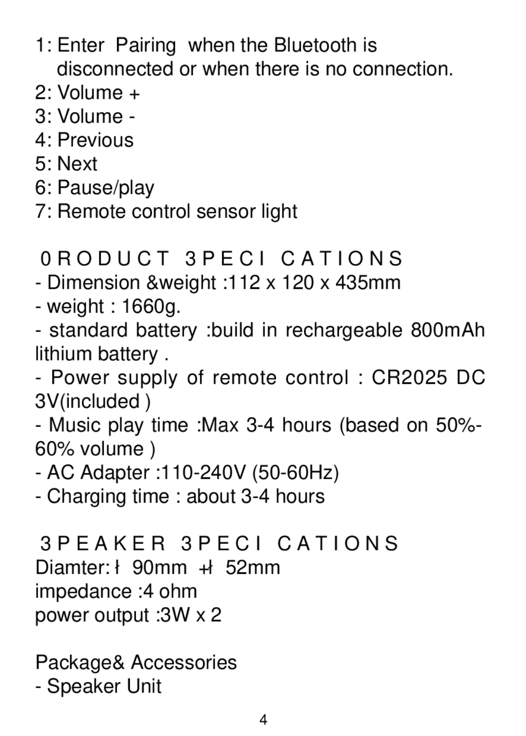 Sylvania SP269 manual Product Specifications 