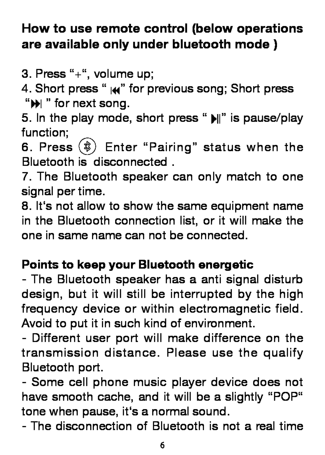 Sylvania SP269 manual Points to keep your Bluetooth energetic 