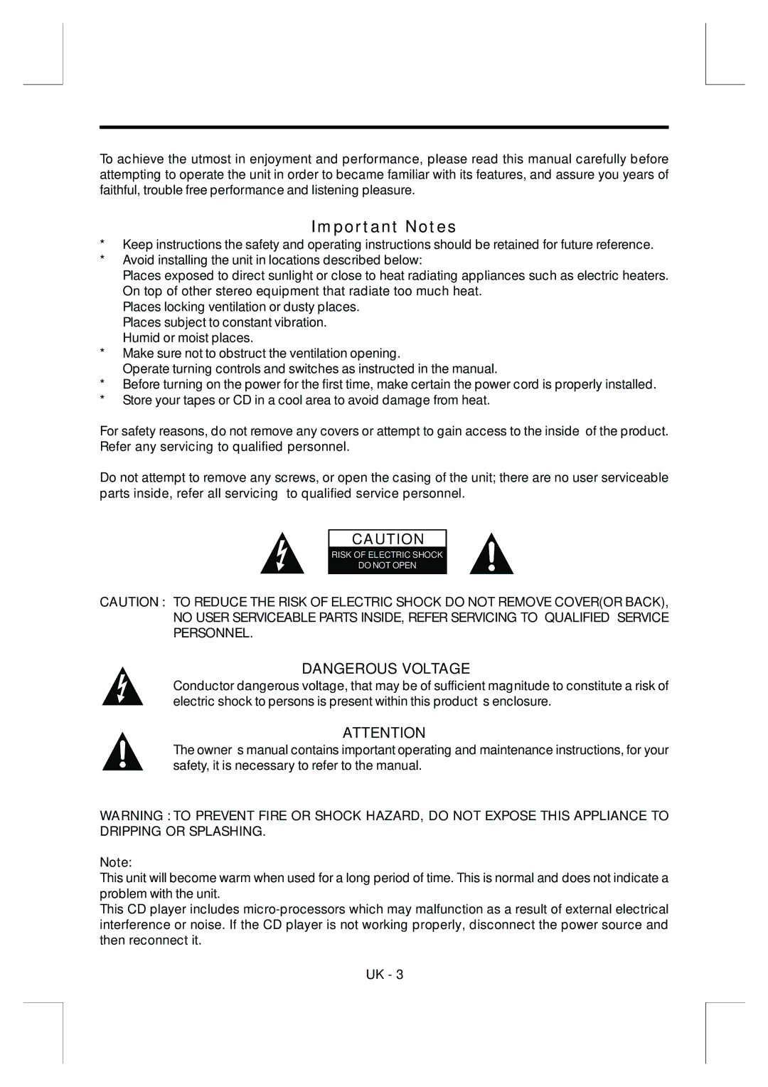 Sylvania SR-748 instruction manual Important Notes 