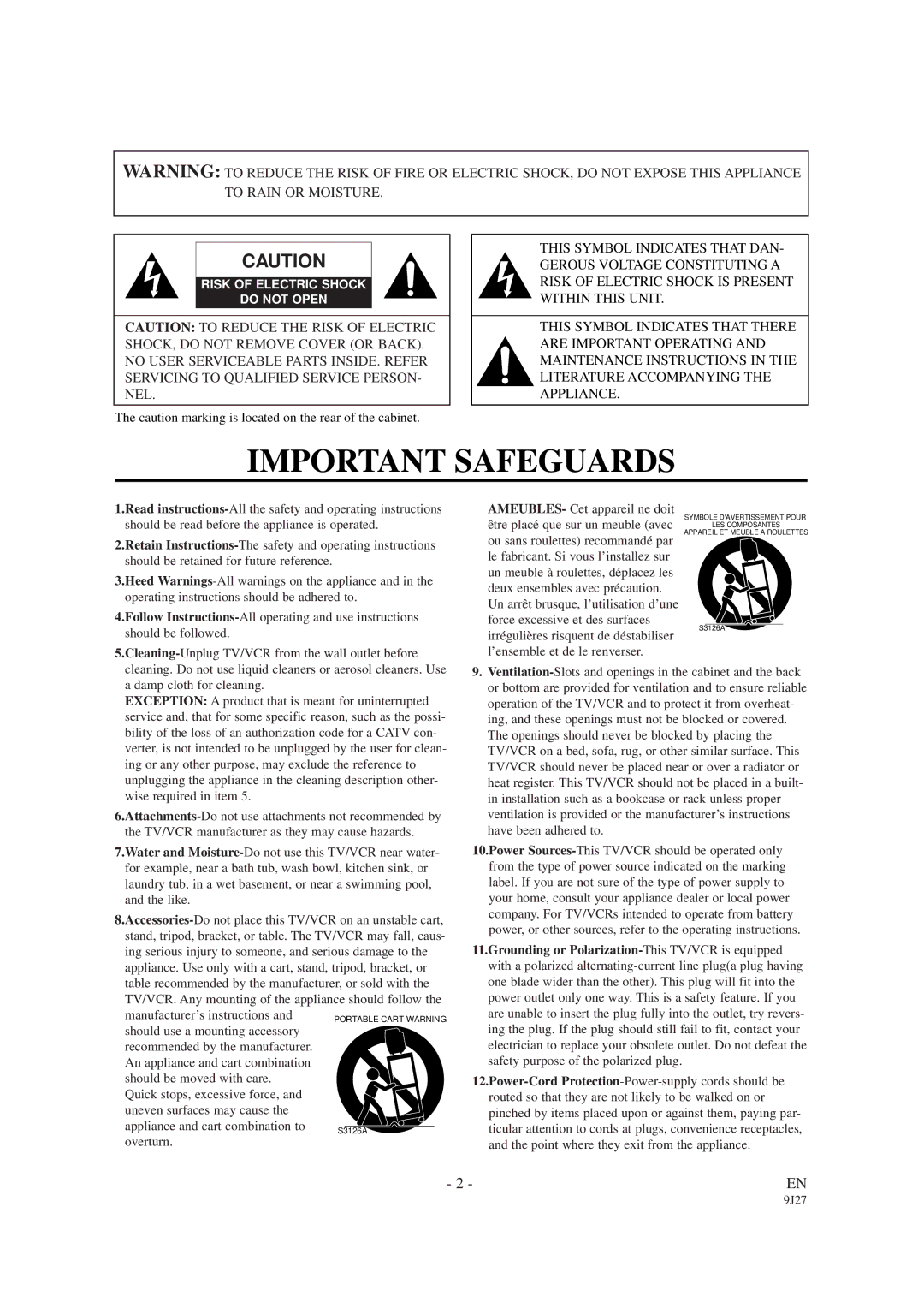 Sylvania SRC2109D owner manual Important Safeguards 