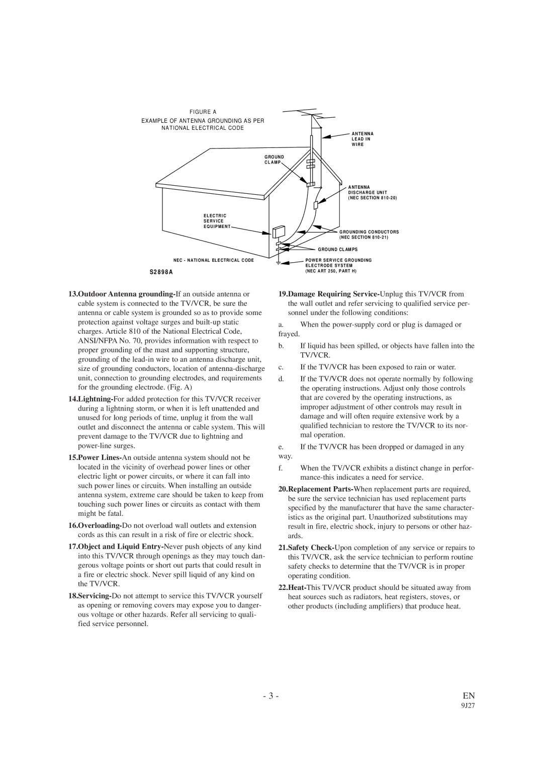 Sylvania SRC2109D owner manual S2 8 9 8 a 