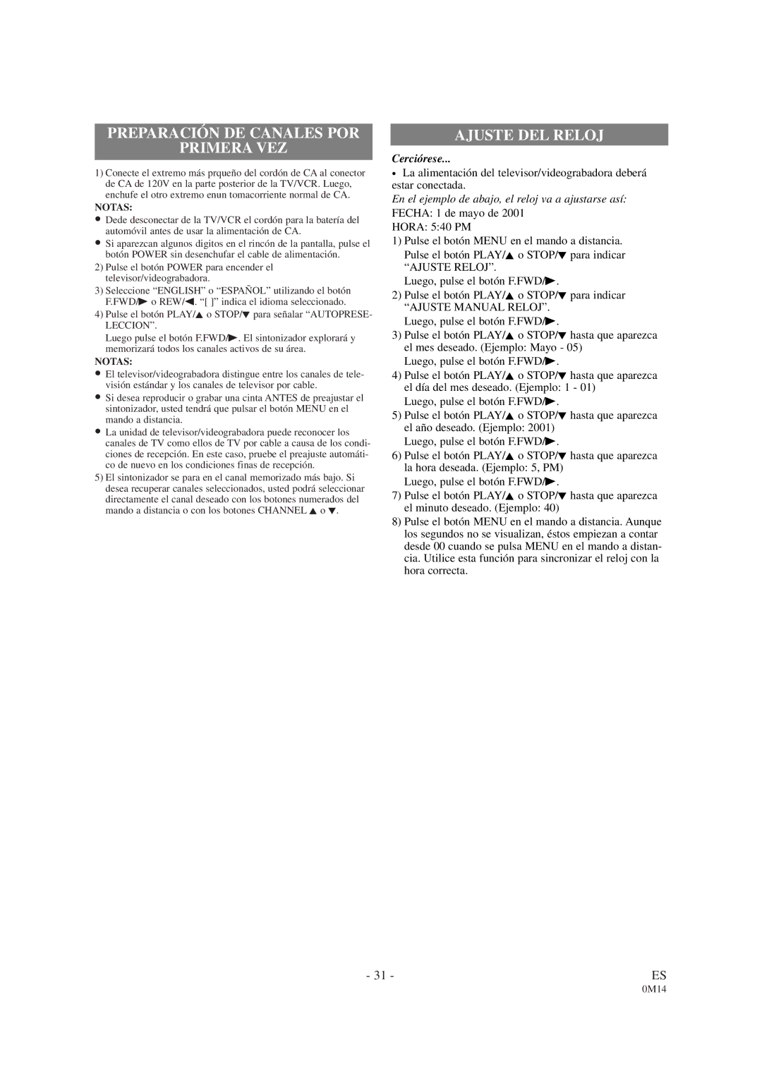 Sylvania SRC2109D owner manual Preparación DE Canales POR Primera VEZ 