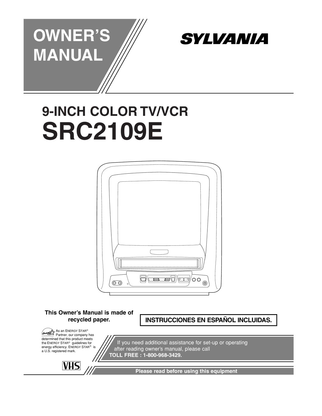 Sylvania SRC2109E owner manual 