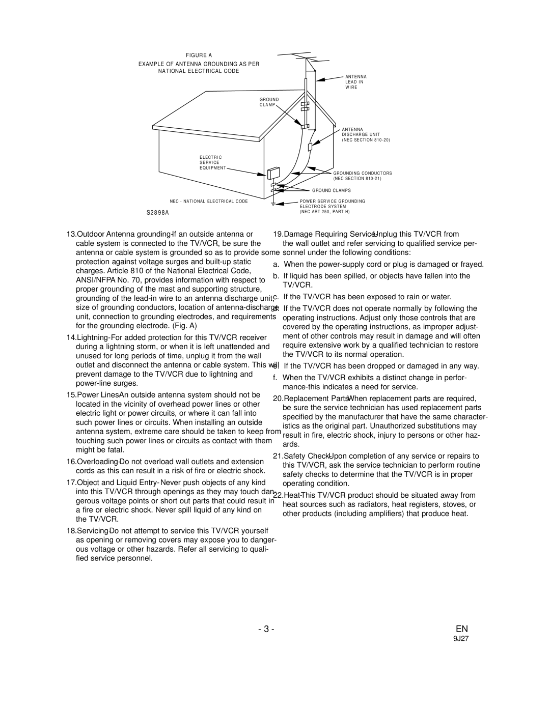 Sylvania SRC2109E owner manual S2 8 9 8 a 