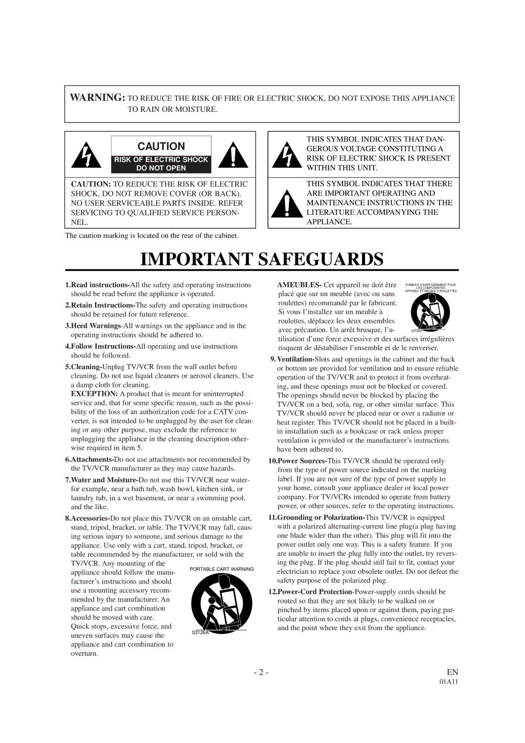 Sylvania SRC2113 owner manual Important Safeguards 