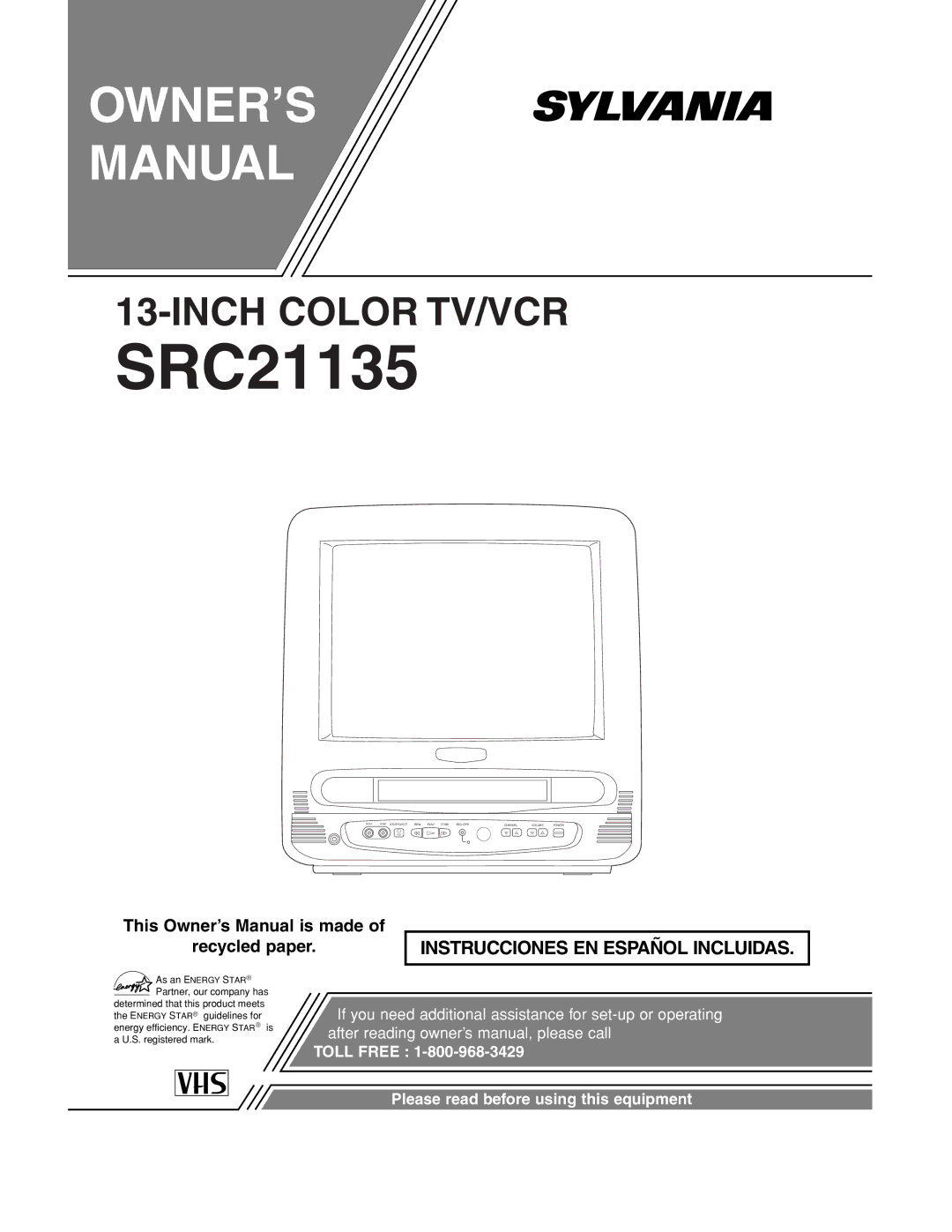 Sylvania SRC21135 owner manual 