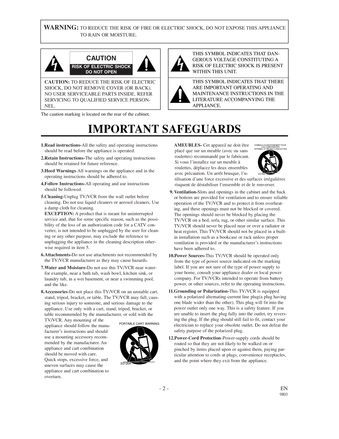 Sylvania SRC21135 owner manual Important Safeguards 