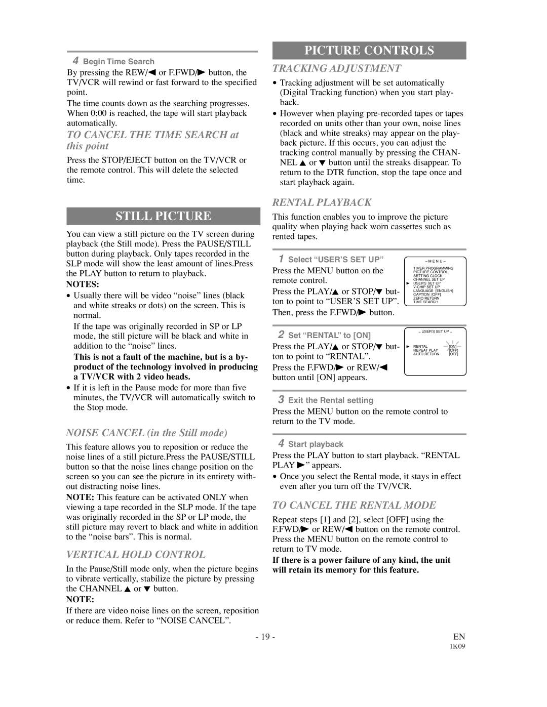 Sylvania SRC2213 owner manual Picture Controls, Still Picture 