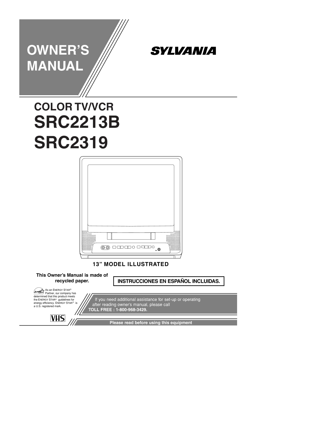 Sylvania owner manual SRC2213B SRC2319 