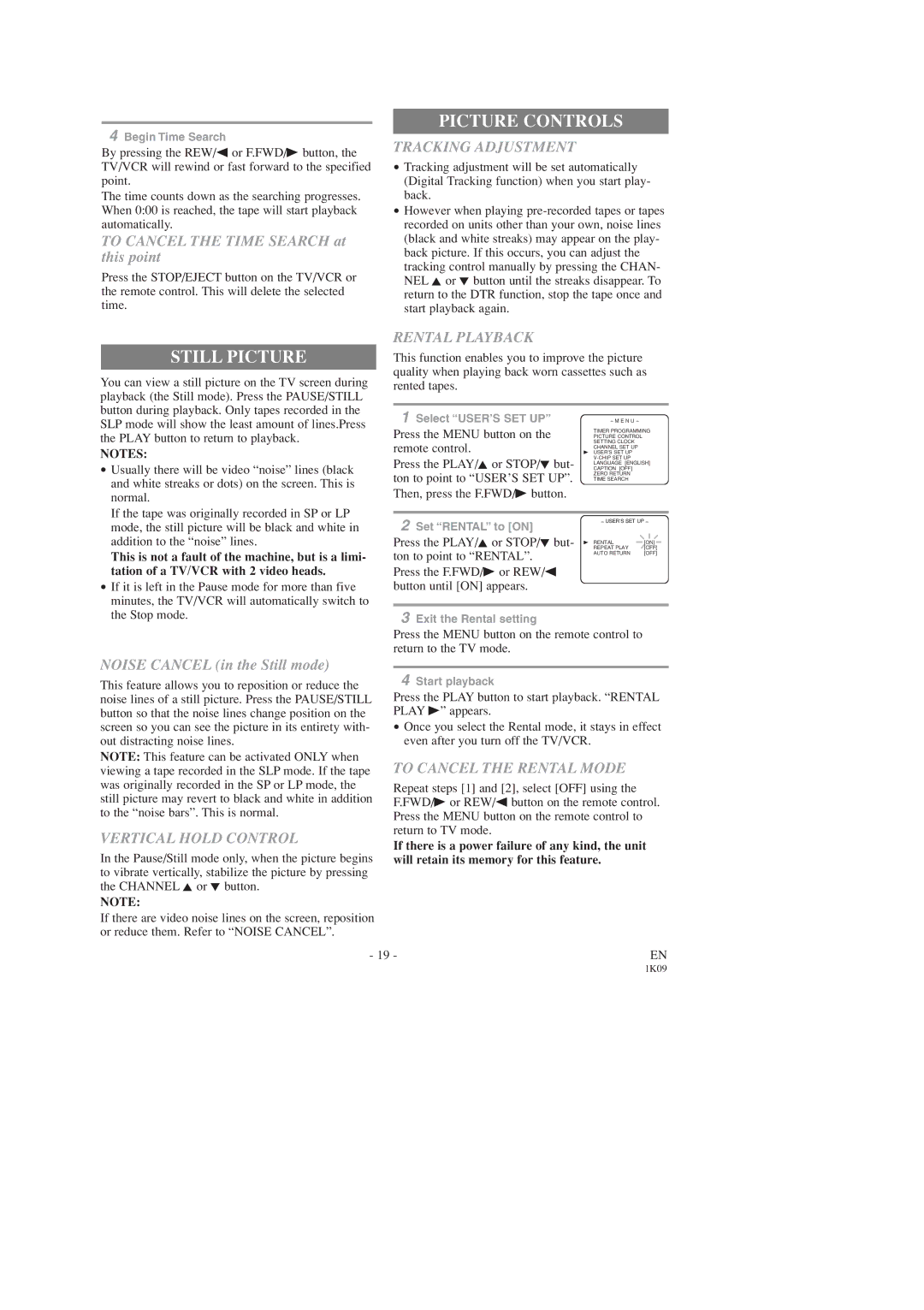 Sylvania SRC2213B owner manual Picture Controls, Still Picture 