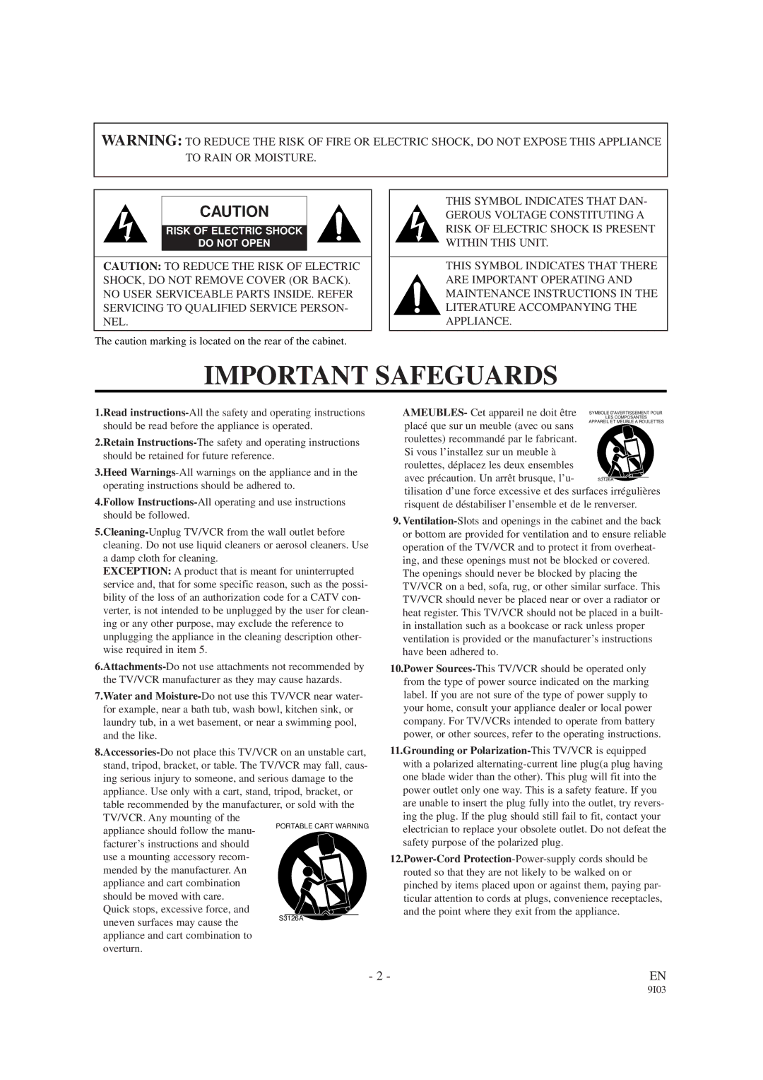 Sylvania SRC2213E owner manual Important Safeguards 