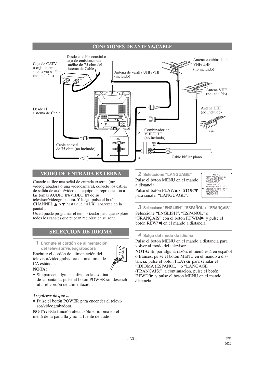 Sylvania SRC2213E owner manual Nota, Asegúrese de que 