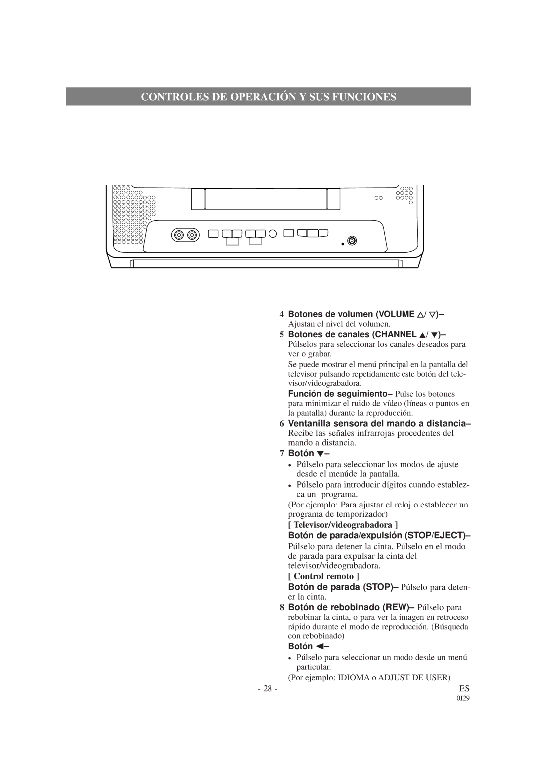 Sylvania SRC2213W, SRC2419 owner manual Televisor/videograbadora, Control remoto 