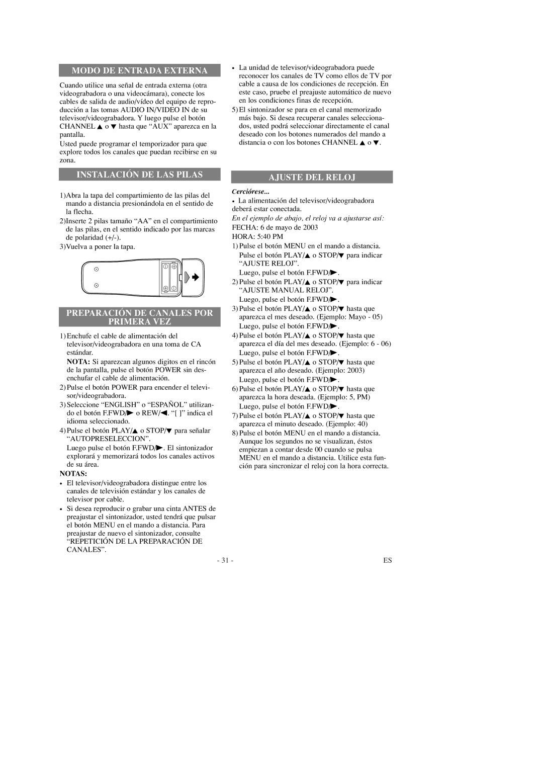 Sylvania SRC2213X owner manual Autopreseleccion, Notas, Repetición DE LA Preparación DE Canales 