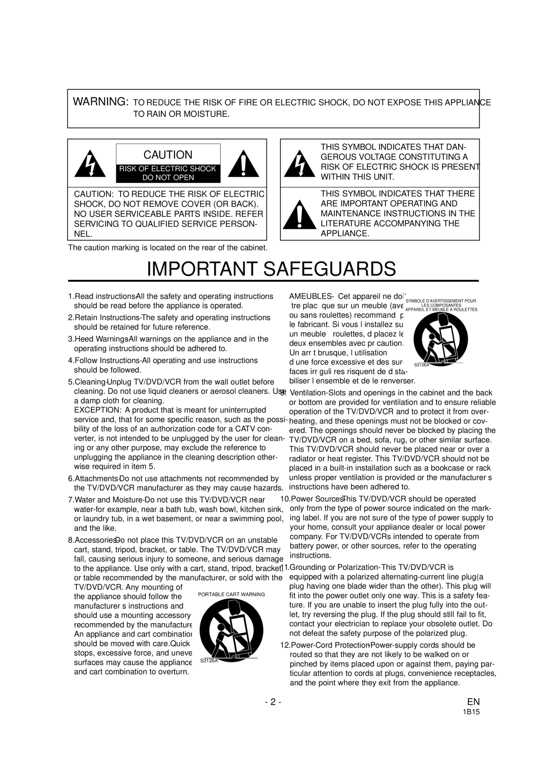 Sylvania SRCD223B, SRCD227B owner manual Important Safeguards 