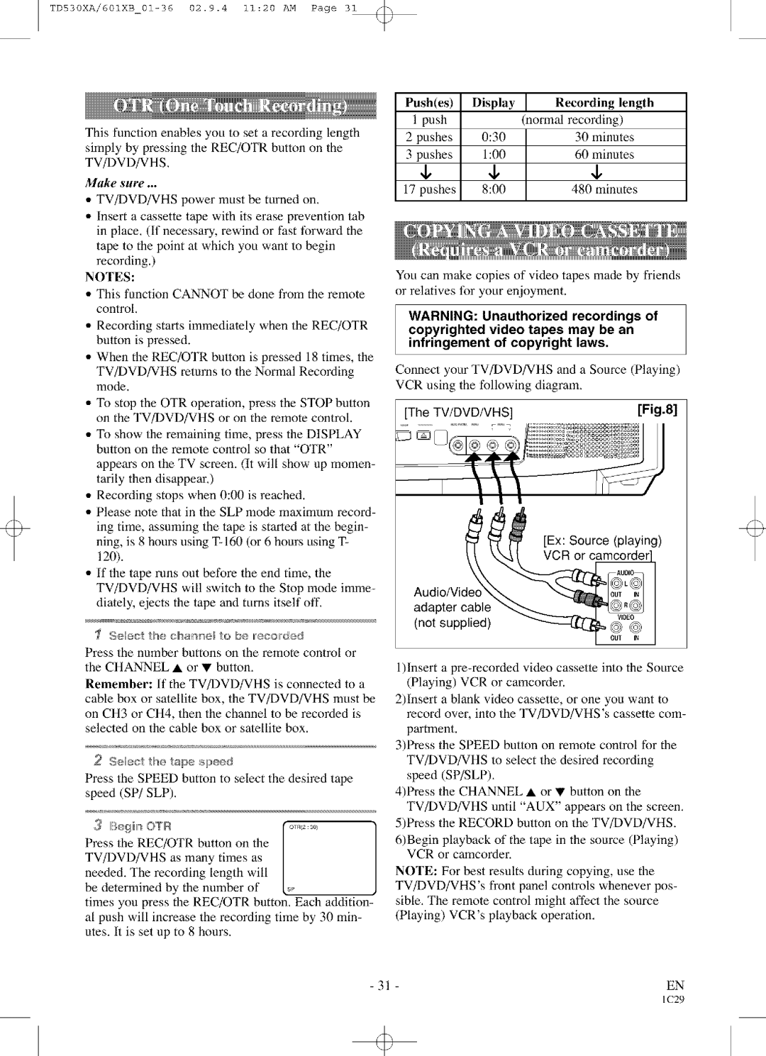 Sylvania SRCD223 Connect your TViDVDiVHS A Source Playing, VCR using the fnllowing diagram, Tv/Dvd/Vhs, Display, Laws 