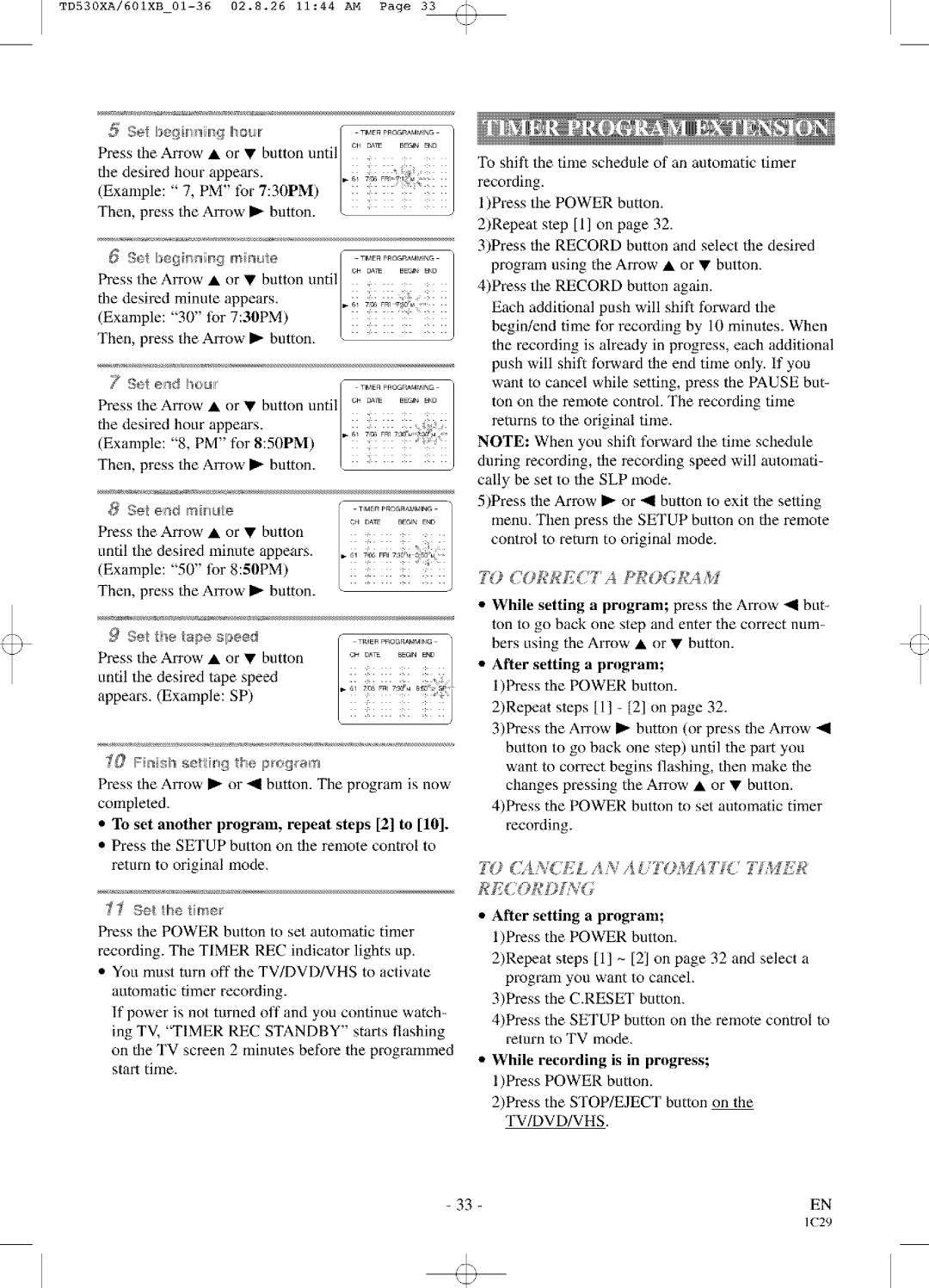 Sylvania SRCD223, SRCD227 owner manual 70 CO?RE F a H,O fAM, After setting a program lPress the Power button 