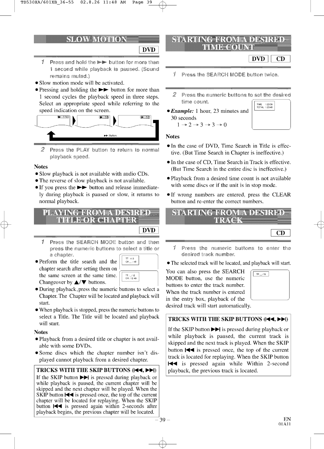 Sylvania SRCD223, SRCD227 owner manual Tricks with the Skip Buttons, Press h÷ 911!!AIICH MOtIE Ibsto,s wee 