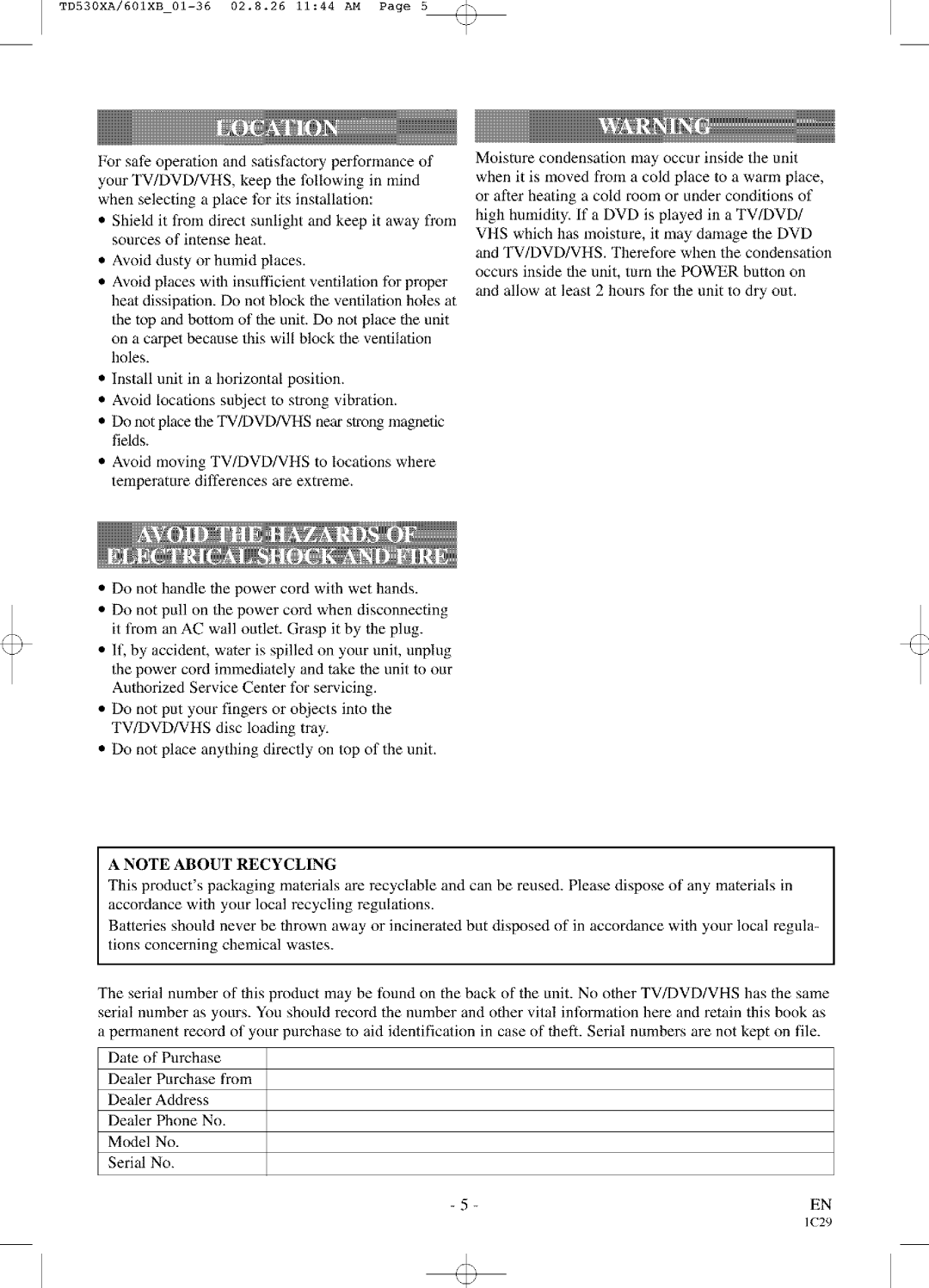 Sylvania SRCD223, SRCD227 owner manual 1c29 