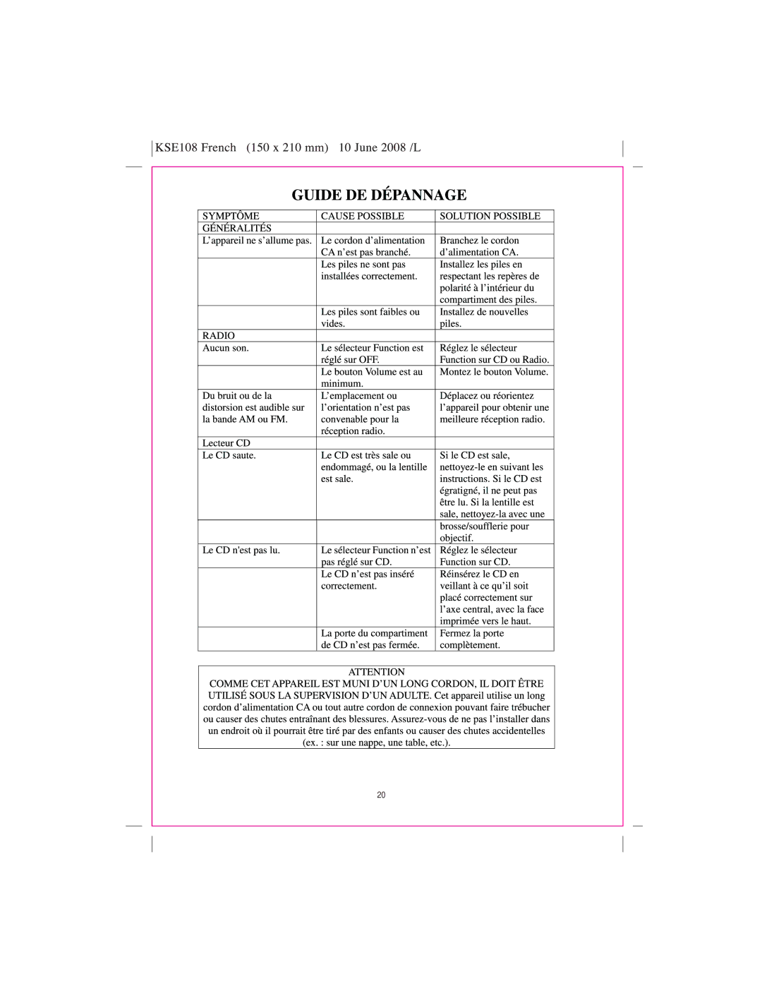 Sylvania SRCD237 manual 