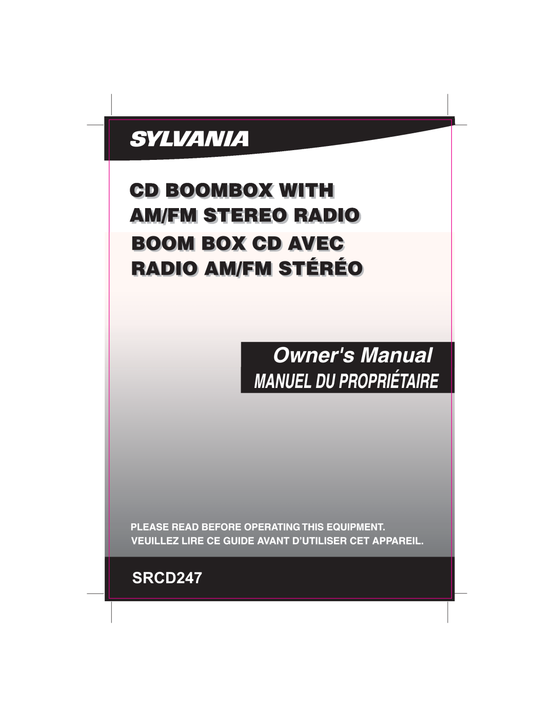 Sylvania SRCD237 manual 