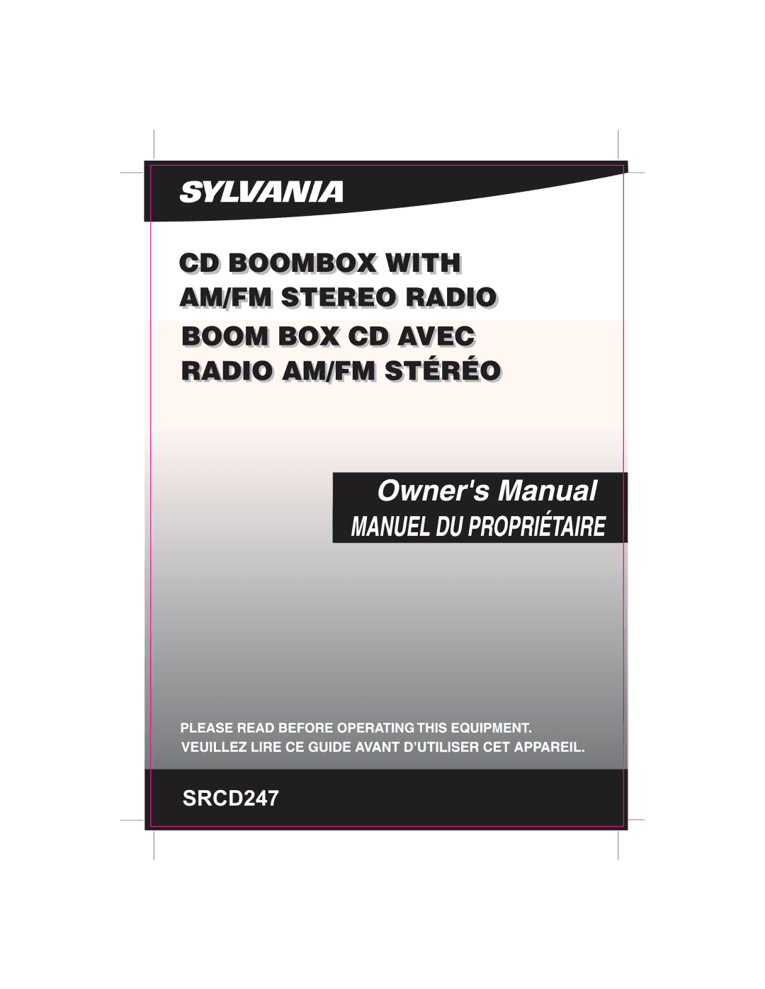 Sylvania SRCD247 manual 