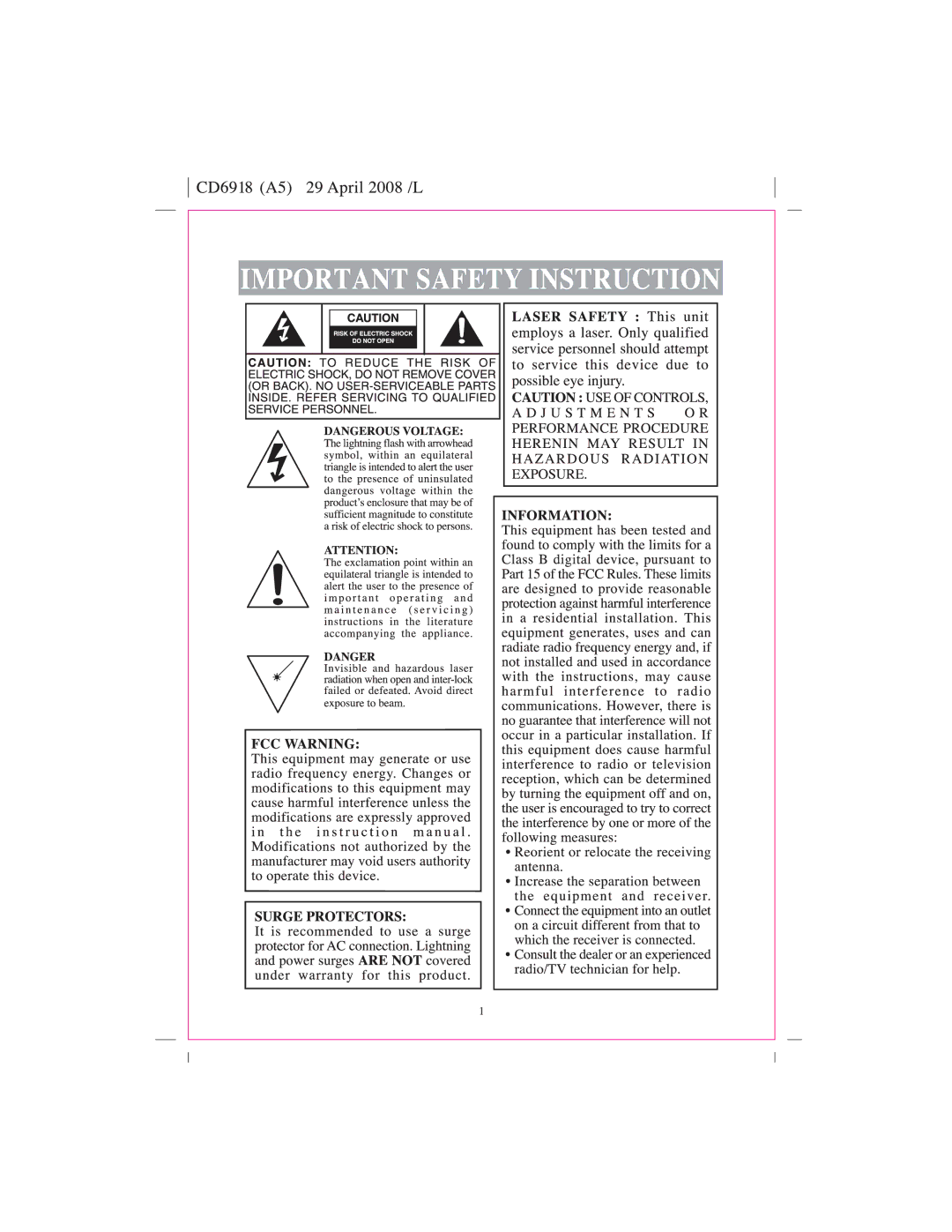 Sylvania SRCD247 manual 