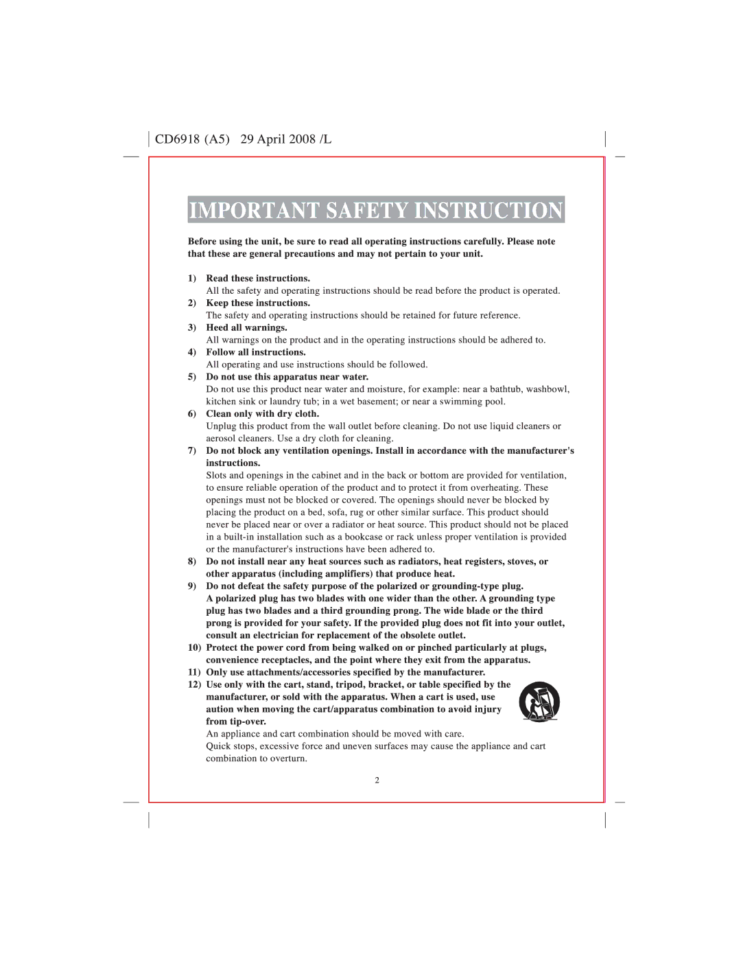 Sylvania SRCD247 manual 