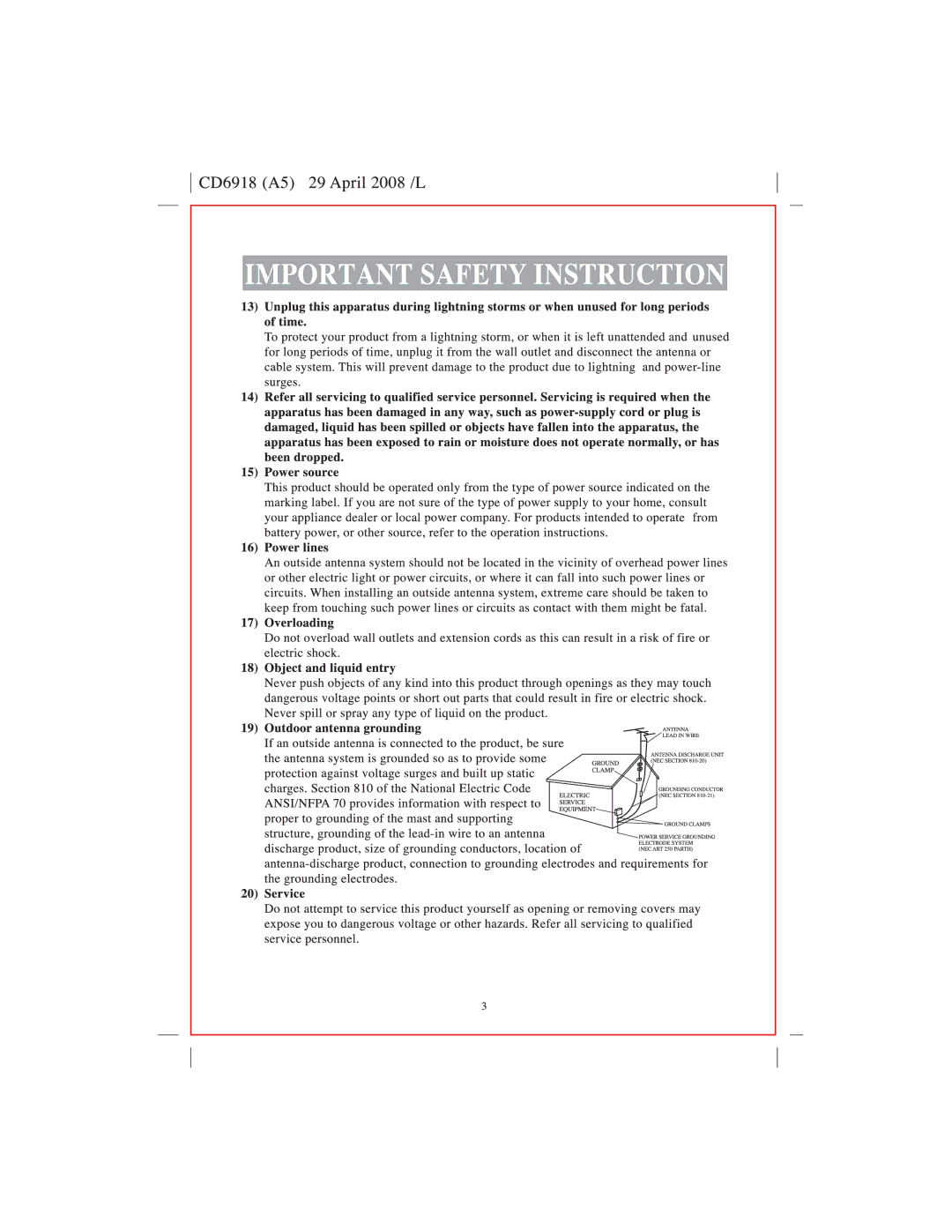 Sylvania SRCD247 manual 