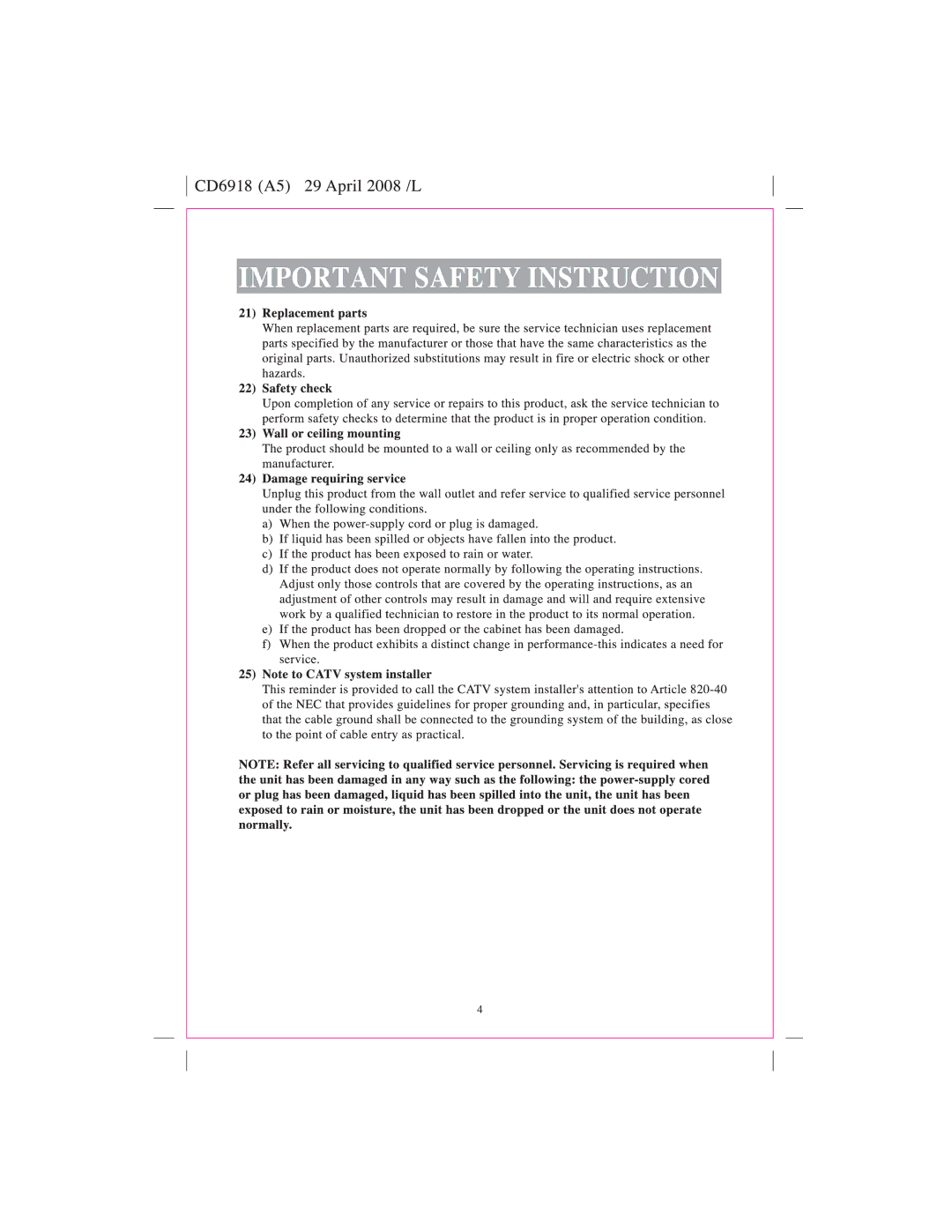 Sylvania SRCD247 manual 