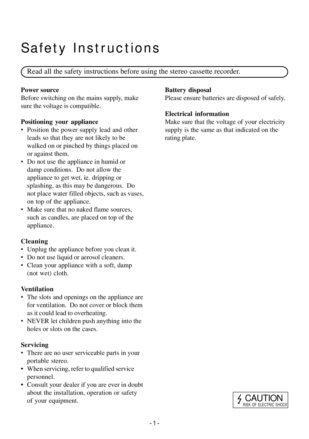 Sylvania SRCD348 manual Safety Instructions 