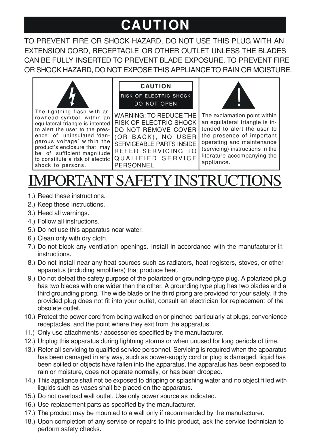 Sylvania SRCD3815 instruction manual Importantsafetyinstructions 