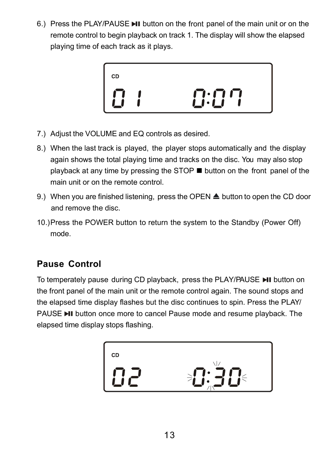 Sylvania SRCD3830 instruction manual Pause Control 