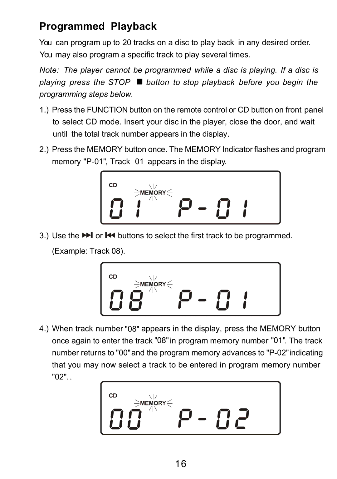 Sylvania SRCD3830 instruction manual Programmed Playback 