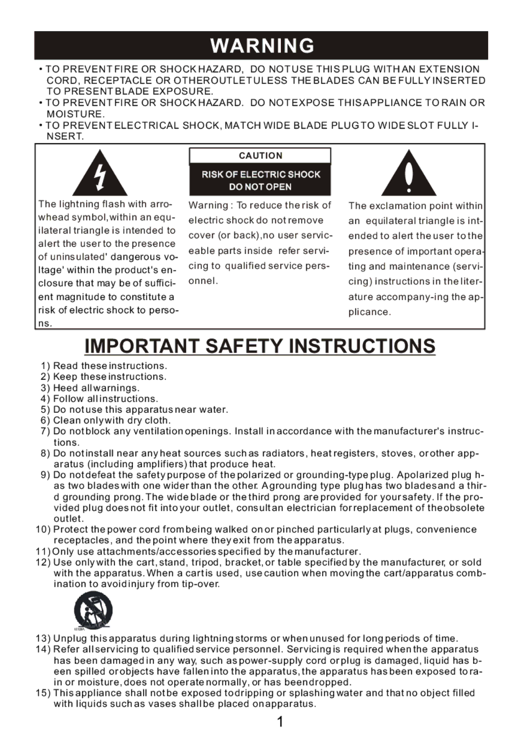 Sylvania SRCD3830 instruction manual Important Safety Instructions 