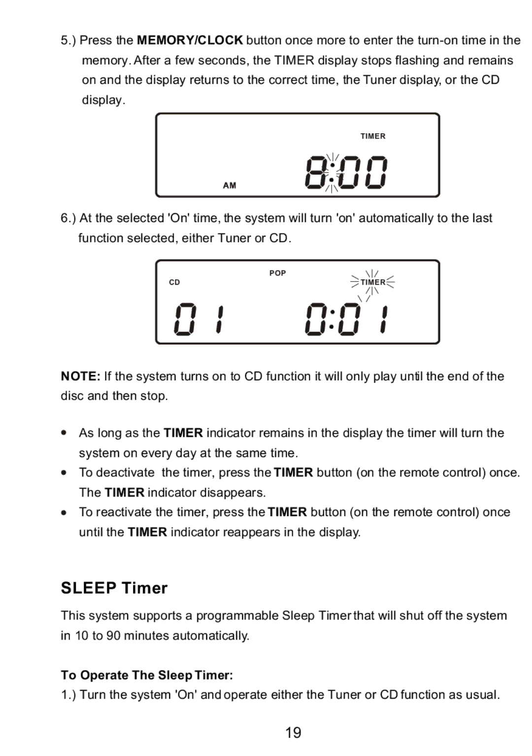 Sylvania SRCD3830 instruction manual Sleep Timer 