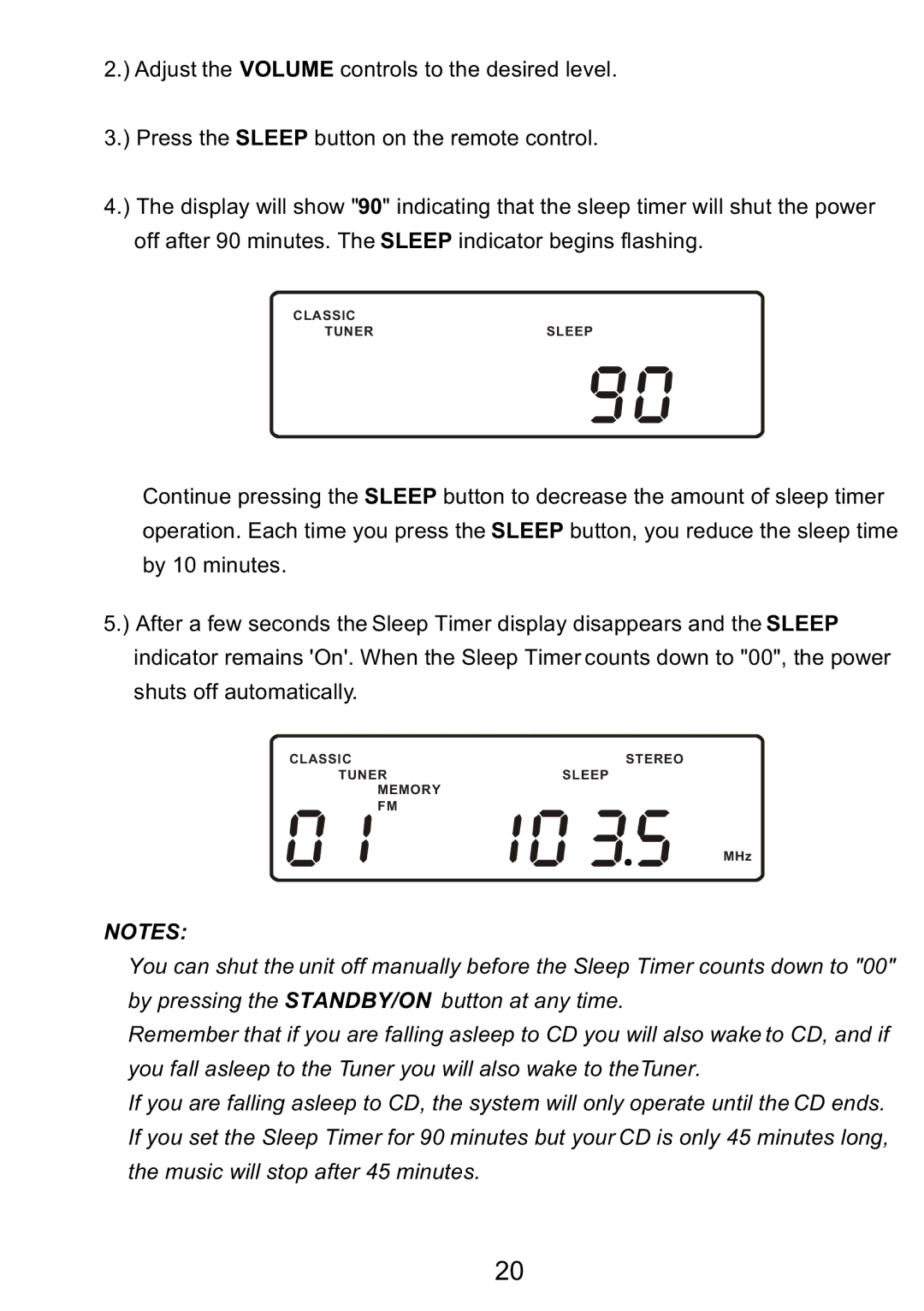 Sylvania SRCD3830 instruction manual Classic Tuner Sleep 