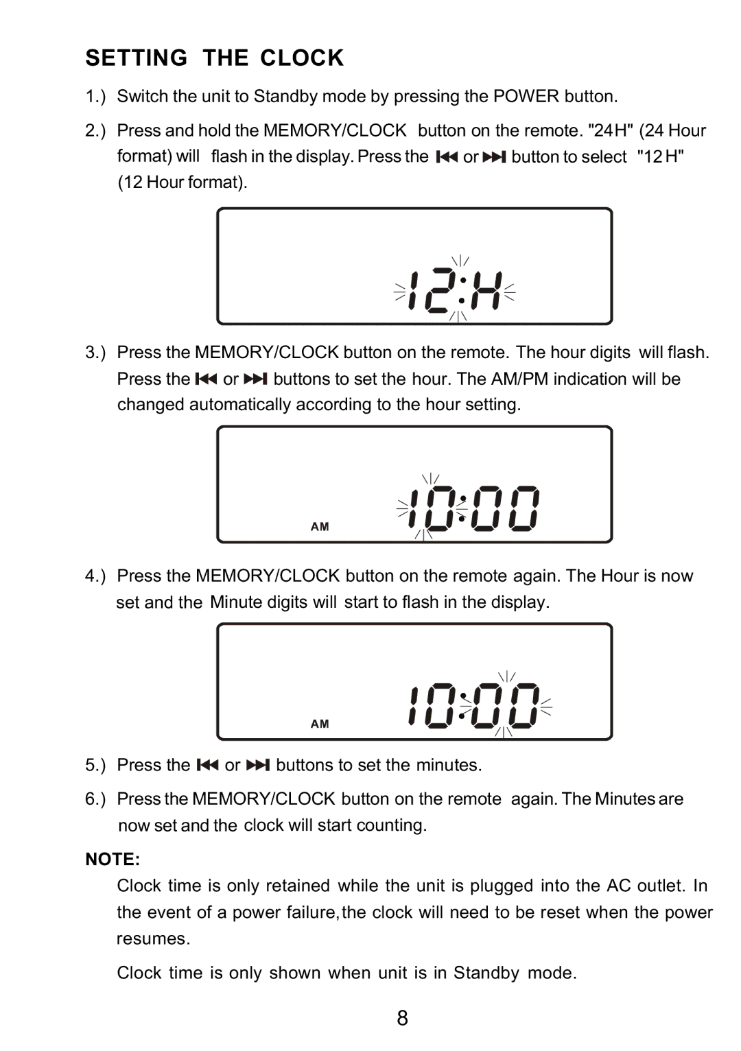 Sylvania SRCD3830 instruction manual Setting the Clock 