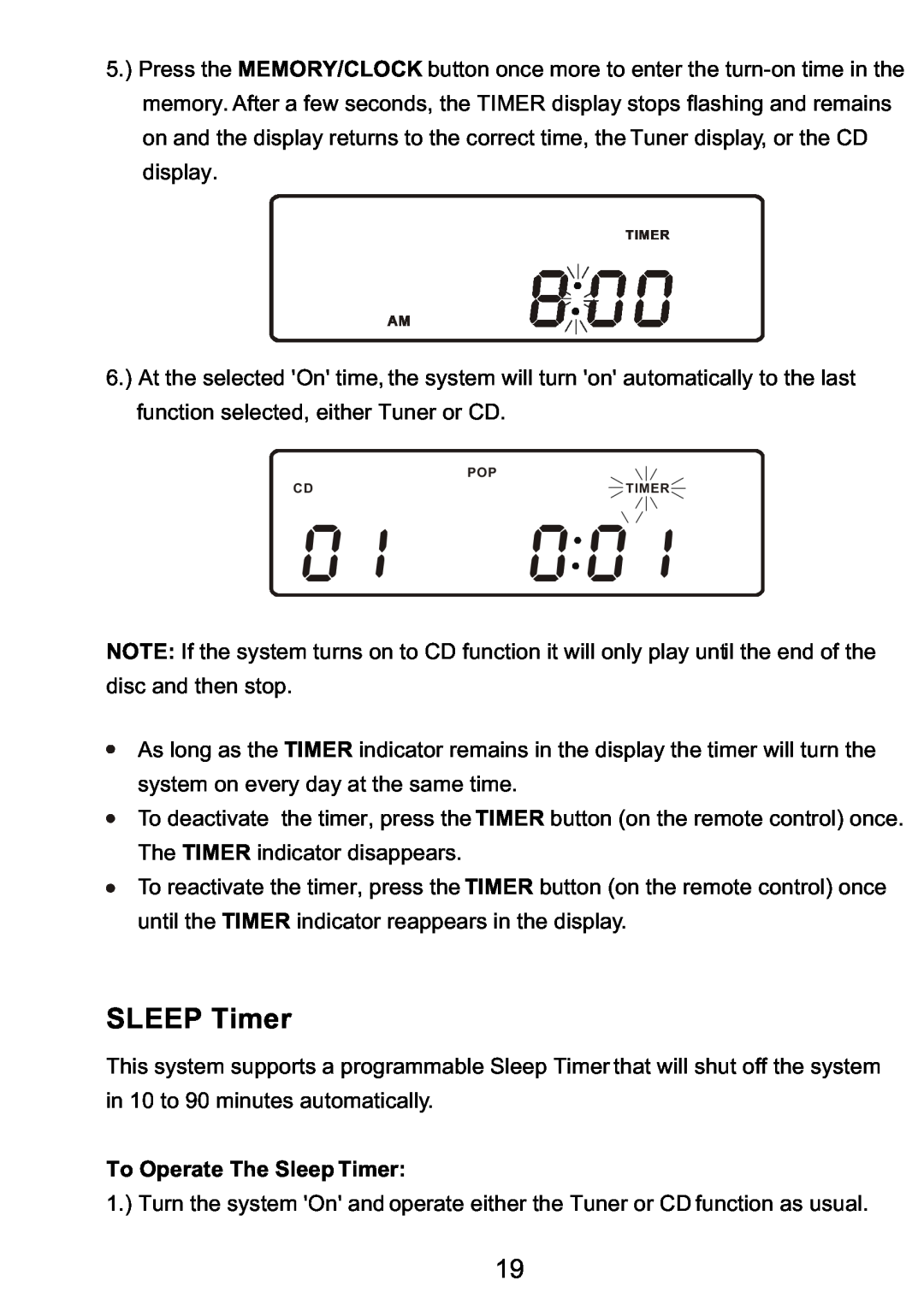 Sylvania SRCD3830 instruction manual SLEEP Timer, To Operate The Sleep Timer 