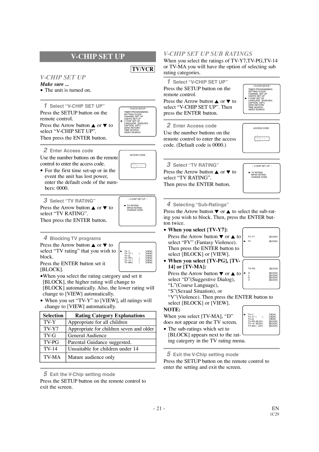 Sylvania SRCD427P owner manual Chip SET UP SUB Ratings 